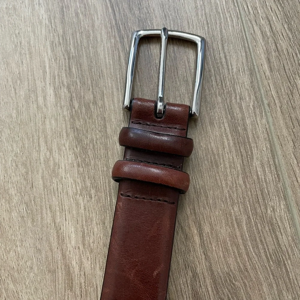 Vintage polo Ralph Lauren Italian leather belt 34” stiff overall good - Picture 2 of 4